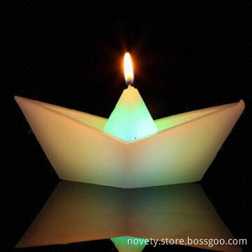 LED Boat Candle, Real Smokeless Wax Candles Really Change Colors when Lit